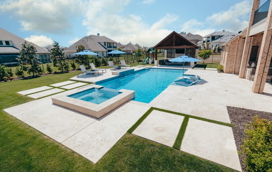 Bella Blue Straightline Custom Linear Pool & Raised Spa - Claffey Pools