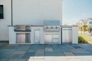 White Diamond Trendy Escape Outdoor Kitchen - Claffey Pools