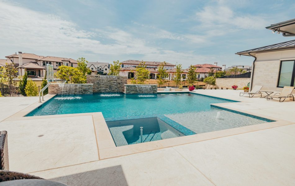 Westlake Waterwall Escape Luxury Liner Swimming Pool - Claffey Pools