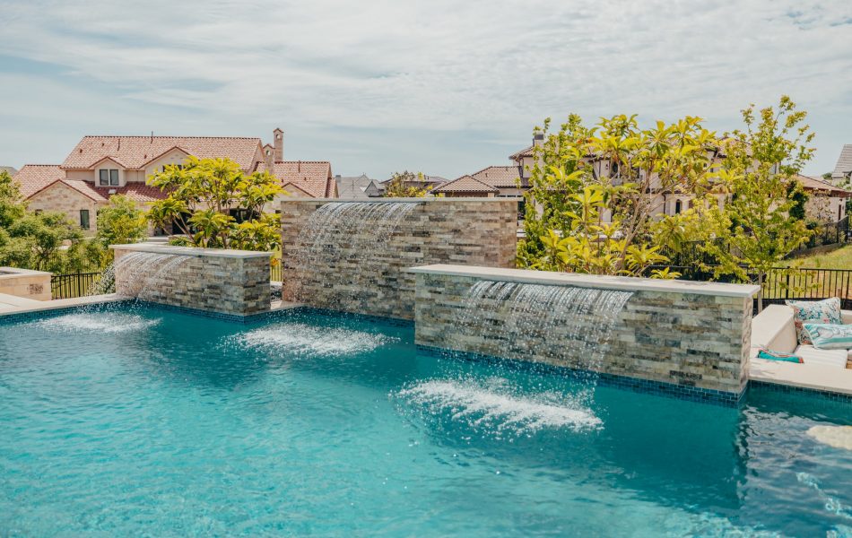 Westlake Waterwall Escape Luxury Liner Swimming Pool - Claffey Pools