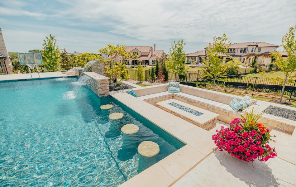 Westlake Waterwall Escape Luxury Liner Swimming Pool - Claffey Pools