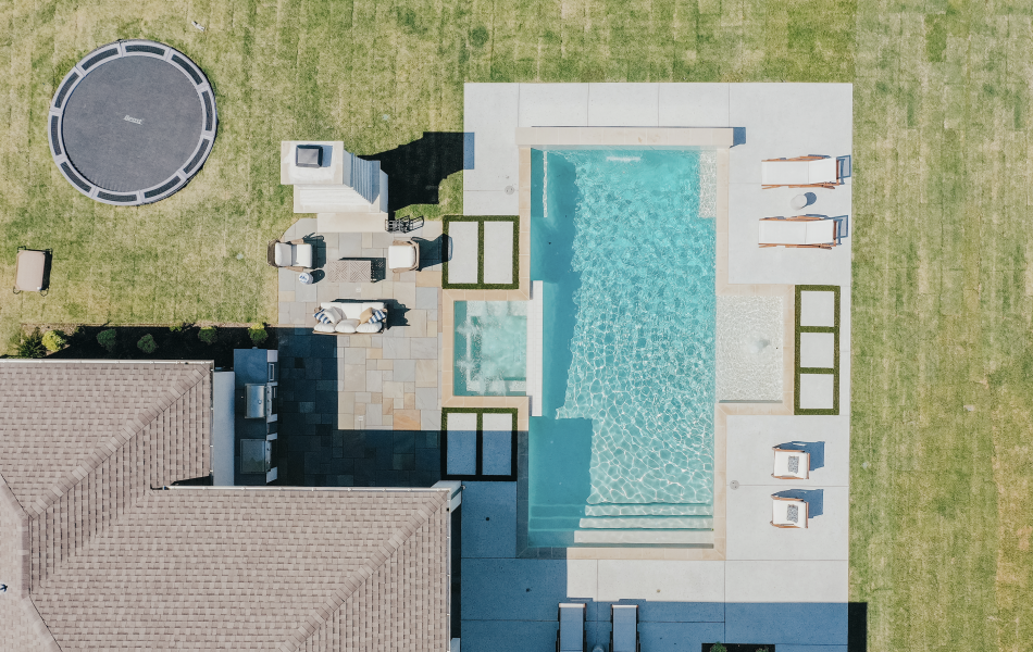Overhead View of Custom Linear Pool - Claffey Pools