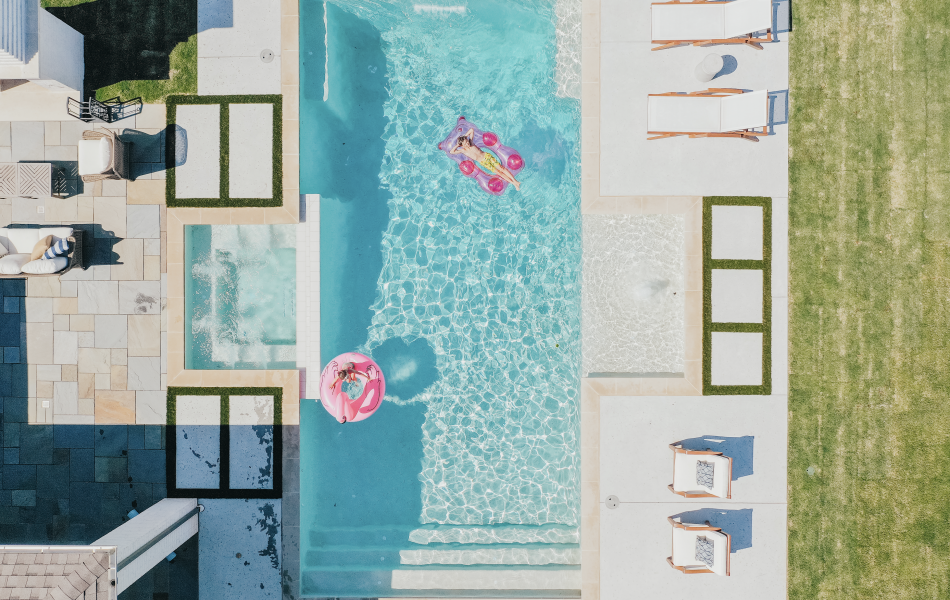 Overhead View of Custom Linear Pool - Claffey Pools