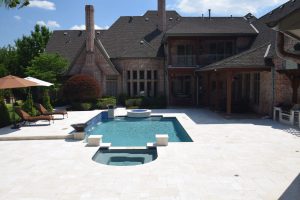 Ivory Travertine Remodeled Place Swimming Pool Project - Claffey Pools