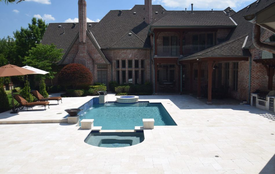Ivory Travertine Remodeled Place Swimming Pool Project - Claffey Pools