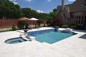 Ivory Travertine Remodeled Place Swimming Pool Project - Claffey Pools
