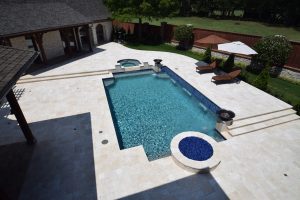 Ivory Travertine Remodeled Place Swimming Pool Project - Claffey Pools