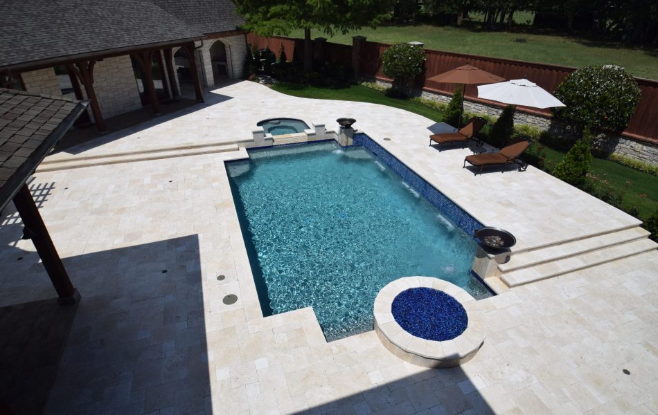 Ivory Travertine Remodeled Place Swimming Pool Project - Claffey Pools