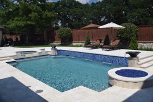 Ivory Travertine Remodeled Place Swimming Pool Project - Claffey Pools