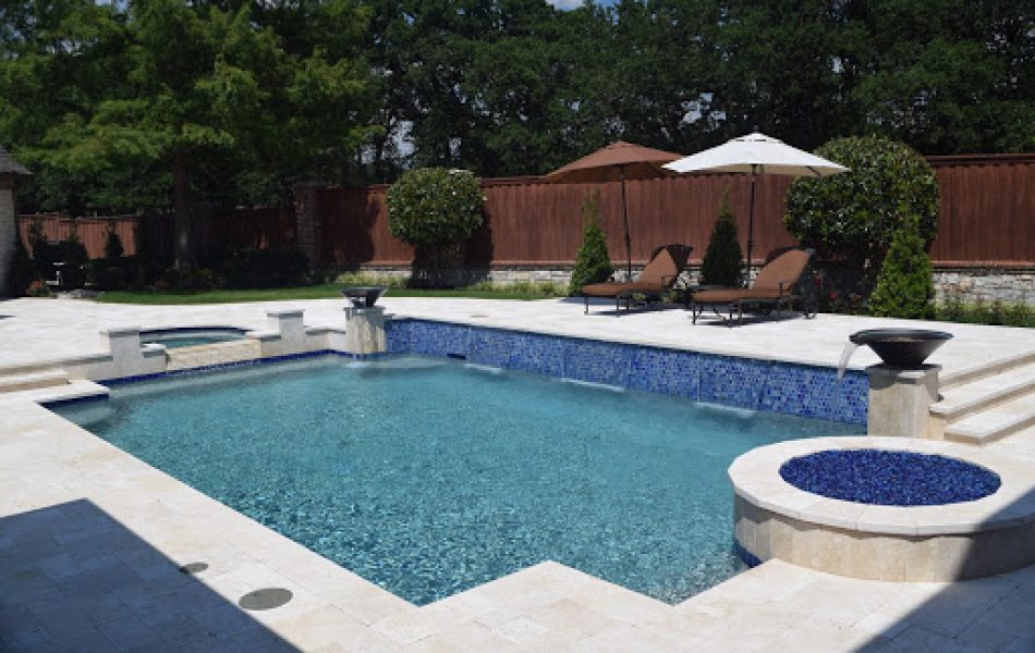 Ivory Travertine Remodeled Place Swimming Pool Project - Claffey Pools