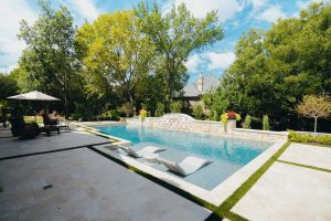 Ivory Travertine Mediterranean Space Swimming Pool Project - Claffey Pools