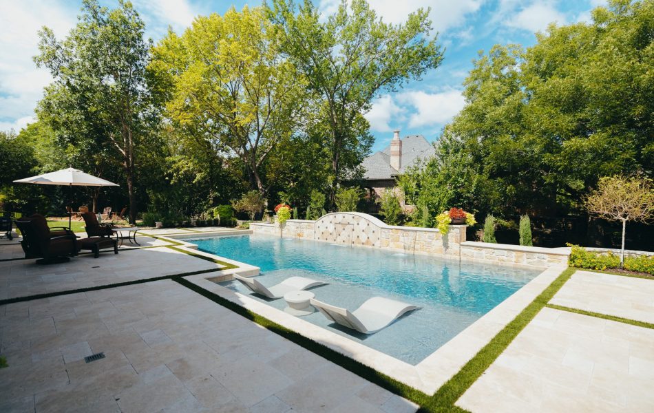 Ivory Travertine Mediterranean Space Swimming Pool Project - Claffey Pools