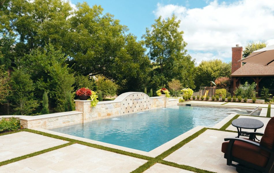 Ivory Travertine Mediterranean Space Swimming Pool Project - Claffey Pools