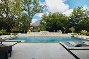 Ivory Travertine Mediterranean Space Swimming Pool Project - Claffey Pools