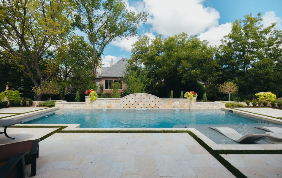 Ivory Travertine Mediterranean Space Swimming Pool Project - Claffey Pools