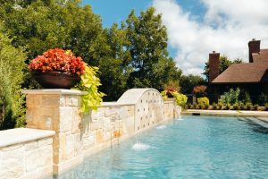 Ivory Travertine Mediterranean Space Swimming Pool Project - Claffey Pools