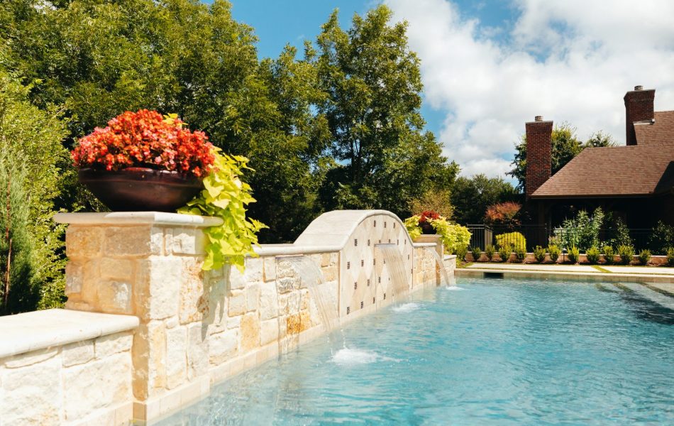 Ivory Travertine Mediterranean Space Swimming Pool Project - Claffey Pools