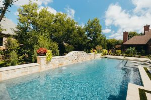 Ivory Travertine Mediterranean Space Swimming Pool Project - Claffey Pools