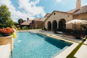 Ivory Travertine Mediterranean Space Swimming Pool Project - Claffey Pools