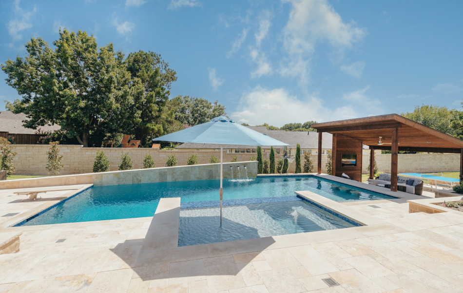 swimming pool with umbrella in